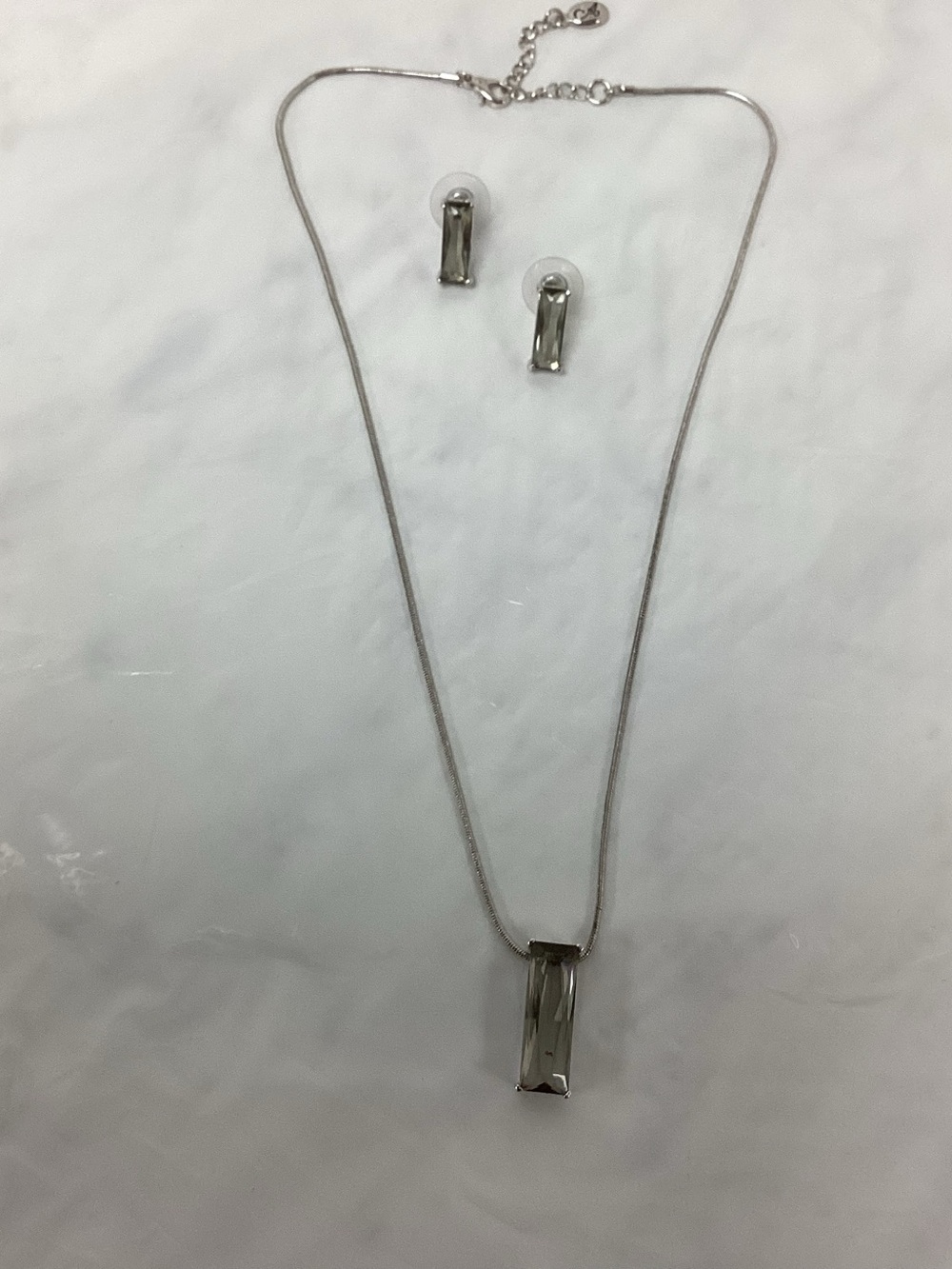 Annaleece smoked topaz silver tone necklace  set